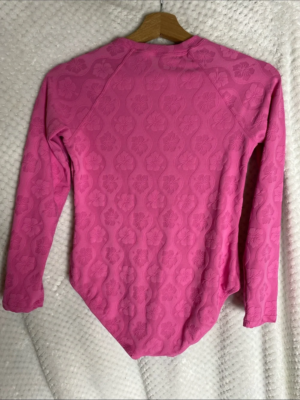 Girls' Pink Long-Sleeve One Piece Rash Guard Swimsuit